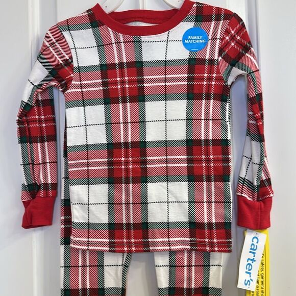 Carter’s Holiday Plaid Cotton PJ Pajama Set Size 2T Unisex - Picture 3 of 9